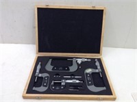 (4) Pc Micrometer Set (1' - 4") w/ Wood Case