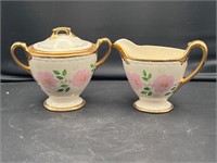 Vintage creamer & sugar gold trim