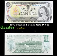 1973 Canada 1 Dollar Note P: 85c Grades Choice CU