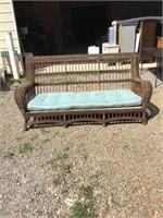 Outdoor PVC Wicker Sofa with Seat Cushion Plywood