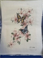 Embroidery Butterflies and Flowers ready to frame