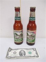 2 Vintage Heileman Old Style Lager Beer Bottles w/