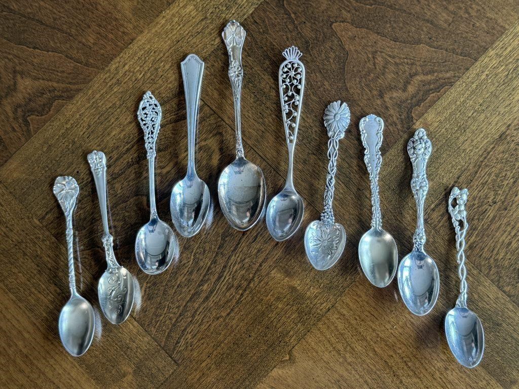 Small Ornate 4" Sterling Silver Spoons