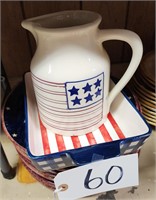 Patriotic Dinner Plates, Pier 1 Casserole, Pitcher