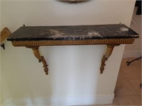 ANTIQUE WOOD AND GOLD GILDEN WALL SHELF 30"W