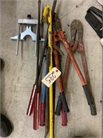 Lot of bolt cutters & pry bars