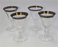 4 Vintage Silver Rimmed Cordial Glasses Dorothy Th