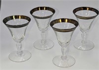 4 Vintage Silver Rimmed Cordial Glasses Dorothy Th