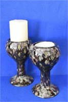 2 Goblet Candleholders w/ Candles