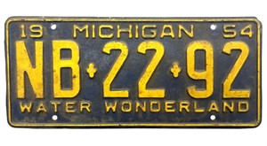 1954 Michigan License Plate