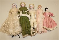 (5) Parian Head Dolls