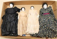 (4) China Head Dolls 8-10 Inch