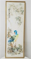 Oriental Signed Watercolor Print On Canvas
