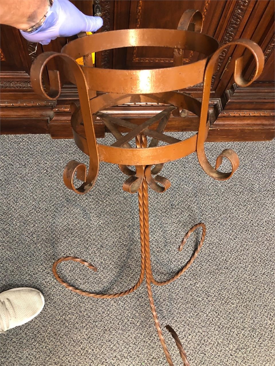 Vintage 1950s Wrought Iron Plant Stand