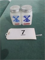 Milk Glass Windmill Salt and Pepper Shakers