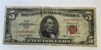 $5 US Note Red Seal 1963