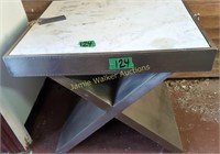 Modern Designer Marble Top X-base Side Table