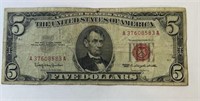 $5 US Note Red Seal 1963