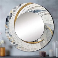 Abstract Shapes Large Round Mirror 36" $227