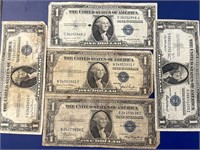 (5) Well Circulated 1935 Silver Certificates