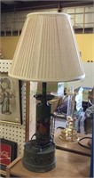 Vintage table lamp - metal with applied flowers