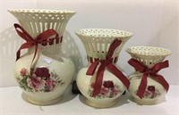 Beautiful bone china step down vases with open