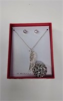 Designer 18” Silver Tone Necklace + Earring Set