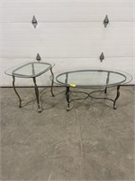 (AX) Glass Top Coffee Table And Side Table