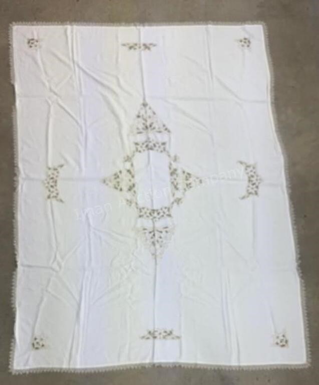 Beautiful 65inx85in Cut Out Table Cloth,  Very