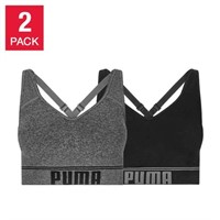 2-Pk Puma Women’s LG Convertible Sports Bra, Black