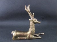 Solid Brass Decorated Antelope 7"H x 8"W x 2"D