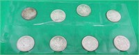 8x SILVER Canada 50 Cent Half Dollar Coins 1967