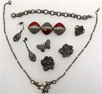 Vintage Sterling Marcasite Jewelry Group