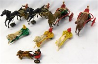 8 Vintage Horse & Jockey Trotter Toys