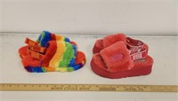 (2) Kids Uggs Furry Sandals- Pink Size 6- Lightly