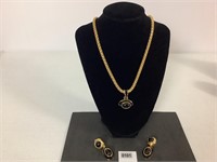 BRAIDED GOLDTONE NECKLACE & EARRINGS