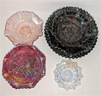 Colored Carnival? Glass Plate Bowl Lot Collection