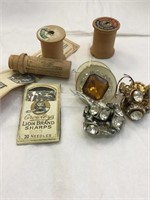 Vintage Rhinestone Buttons & Sewing