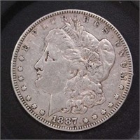 US Coins 1887 Morgan Silver Dollar, Circulated