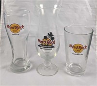 3 Hard Rock Cafe Drinking Glasses