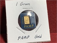 1 GRAM SUISSE P.A.M.P .999 PURE GOLD BAR