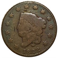 1822 Coronet Head Large Cent NICELY CIRCULATED