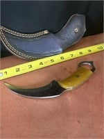 Damascus steel 8 inch knife / case.