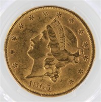 1865-S Double Eagle PCGS MS61 $20 Liberty Head