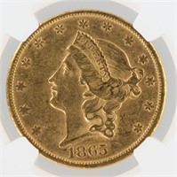1865-S Double Eagle NGC AU58 $20 Liberty Head