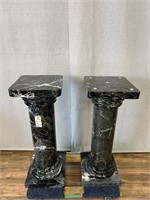 Pair of Black & White Marble Pedestals