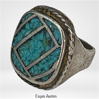 Sterling Silver Turquoise Inlay Men's Ring