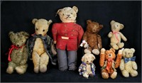 8 Early Vintage Stuffed Teddy Bears Steiff Style