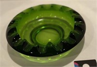 Vintage Green Viking Glass Ashtray
