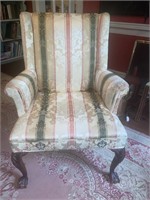 Vintage Striped Upholstered  Arm Chair